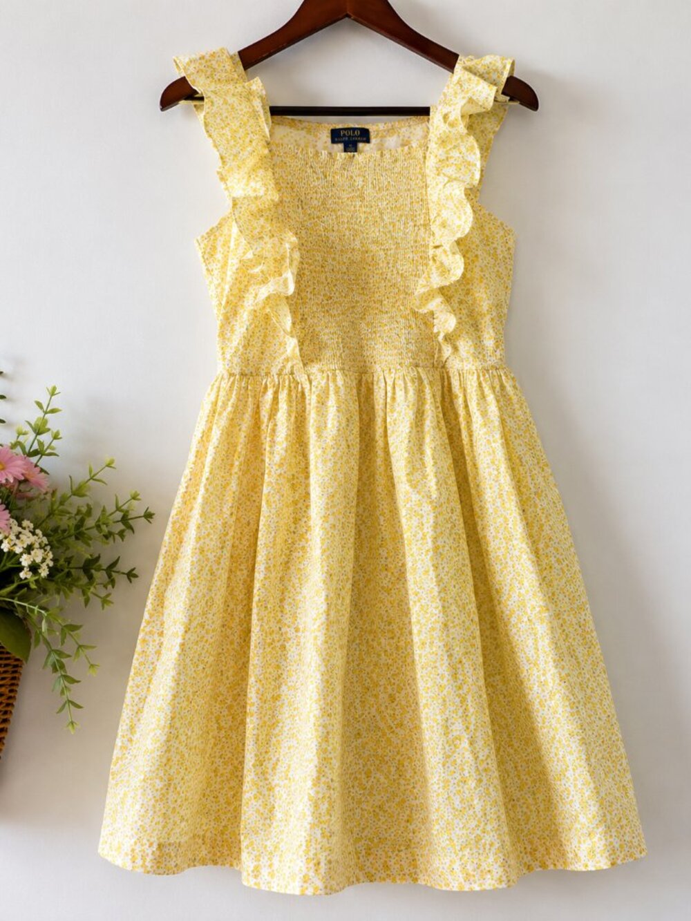 Ralph Lauren Polo Ditsy Floral Ruffle Smocked Cottagecore Sundress Girls 16